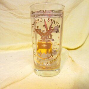VTG AIRFORCE ACADEMY CLEAR TUMBLER W/GOLD WRITING & ACCENTS